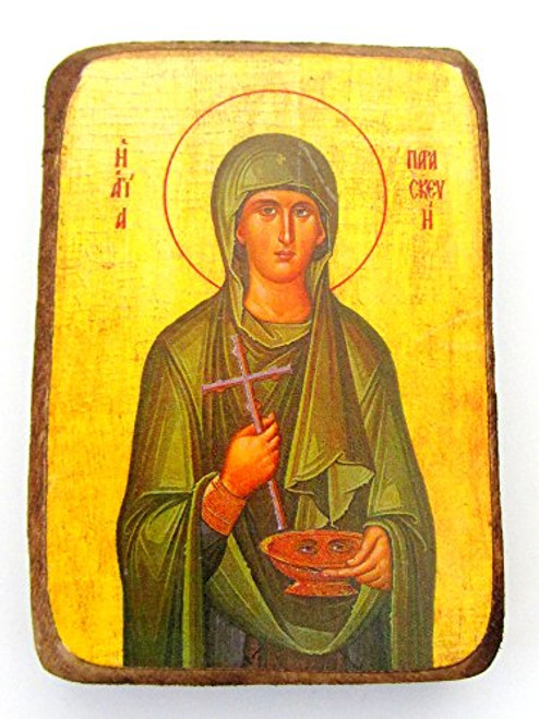 Wooden Greek Christian Orthodox Wood Icon of Saint Paraskevi  A0 Wooden Greek Christian Orthodox Wood Icon of Saint Paraskevi  A0
