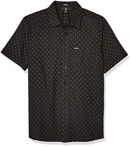 Volcom Mens Newmark Button Up Short Sleeve Shirt black Small