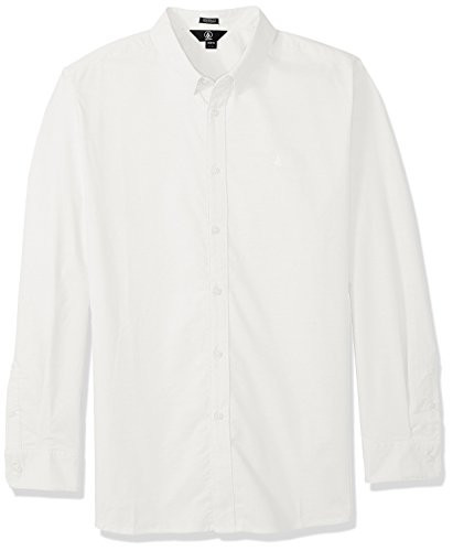 Volcom Mens Oxford Stretch Long Sleeve Button Up Shirt White Extra Small