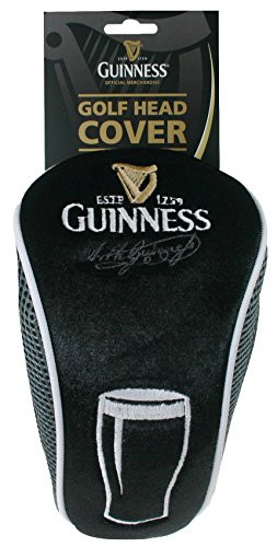 Guinness PInt Golf Head Cover - Black Polyester Embroidered Club Protector