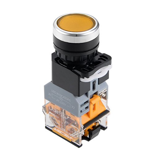 uxcell 22mm Momentary Push Button Switch Orange LED Light Round Flat Button DPST 1 NO 1 NC