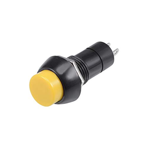 uxcell 10Pcs12mm Latching Push Button Switch Yellow SelfLocking Round Button SPST NO
