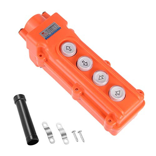 uxcell Rainproof Hoist Crane Pendant Control Station Push Button Switch Up Down Left Right 4 Ways Orange ABS