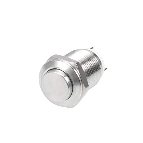 uxcell Momentary Metal Push Button Switch 12mm Mounting Dia 3A 2 Screw Terminals High Flat Head