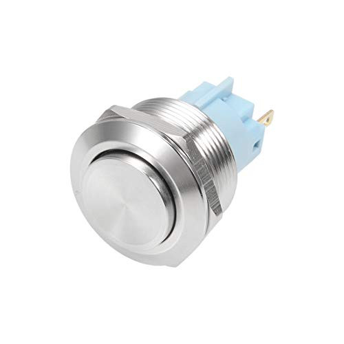 uxcell Momentary Metal Push Button Switch 22mm Mounting Dia 5A 3 Screw Terminals High Flat Head