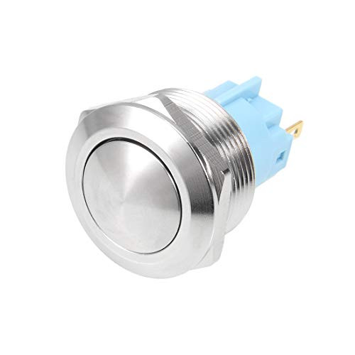 uxcell Momentary Metal Push Button Switch 22mm Mounting Dia 5A 3 Screw Terminals Round Head