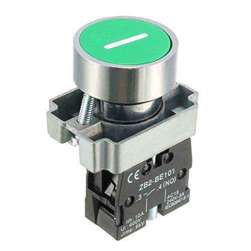 uxcell 22mm Mounting Hole Green Emergency Stop Push Button Switch SPST NO 1pcs