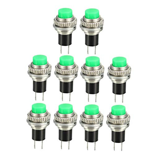 uxcell 10mm Mounting Hole Green Momentary Push Button Switch SPST NO 10pcs
