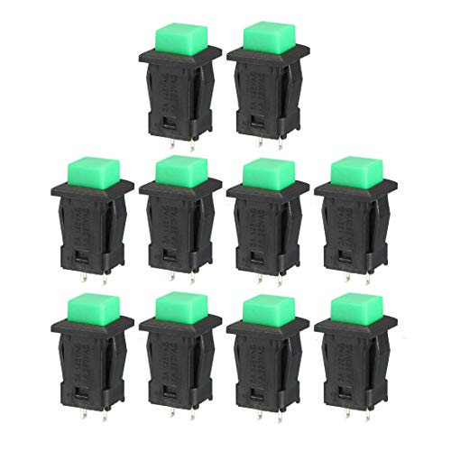 uxcell 12mm Mounting Hole Green Square Latching Push Button Switch SPST NO 10pcs