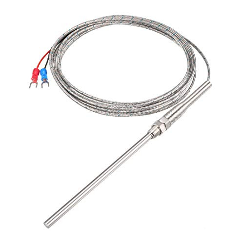uxcell K Type Thermocouple M8 Thread 5mmx100mm Temperature Sensor Probe with 3 M Cable 321112F0600C