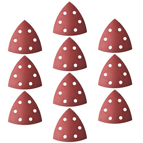 uxcell Detail Sander Sandpaper Triangular Sanding Paper Hook and Loop Sanding Pads Triangle Oscillating Multi Tool 320 Grits 6 Holes 10pcs