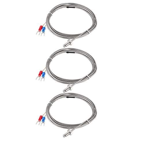 uxcell KType Thermocouple Temperature Sensors M6 Thread Probe with 2M66Ft Wire 3pcs