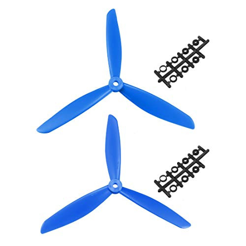 uxcell RC Propellers CW CCW 8045 8x45 Inch 3Vane MultiRotor for Aircraft Toy Nylon Blue 1 Pair with Adapter Rings
