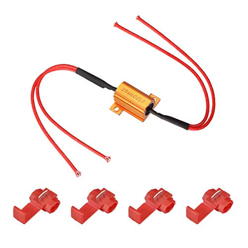 uxcell 4pcs 25W 10 ohm Load Resistor Fix LED Bulb Fast Hyper Flash Blink Error Code Warning Cancellor for LED Turn Signal Lights or LED License Plate Light