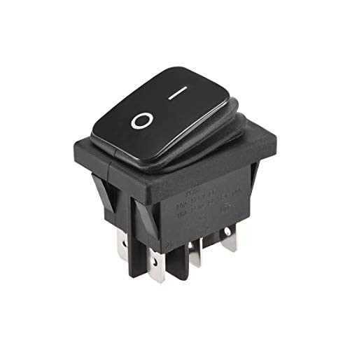 uxcell DPDT Boat Rocker Switch Black Waterproof Toggle Switches for Boat Car Marine ONON AC 250V16A 125V20A 1pcs