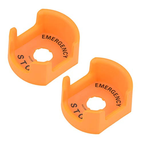 uxcell 22mm Push Switch Button Protective Cover With Emergency Stop Warning Circle Orange 2pcs