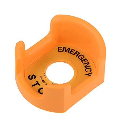 uxcell 25mm Push Switch Button Protective Cover With Emergency Stop Warning Circle Orange 1pcs