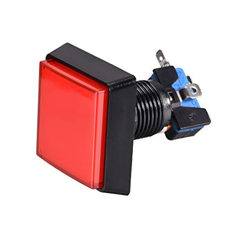 uxcell Game Push Button 50x50 Square 12V LED Illuminated Push Button Switch with Micro switch for Arcade Video Games Red 1pcs