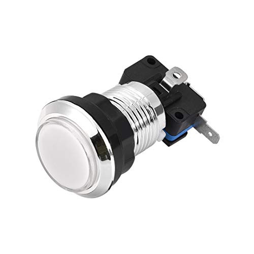 uxcell Game Push Button 33mm Round 12V LED Illuminated Push Button Switch with Micro Switch for Arcade Video Games White 1pcs