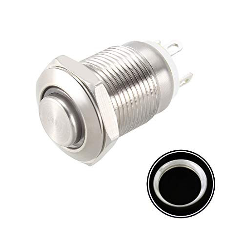 uxcell Momentary Metal Push Button Switch High Head 12mm Mounting Dia 1NO 24V White LED Light