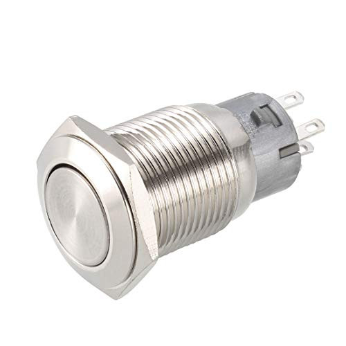 uxcell Latching Metal Push Button Switch High Head 16mm Mounting 2NC 2NO 2COM AC 250V 3A