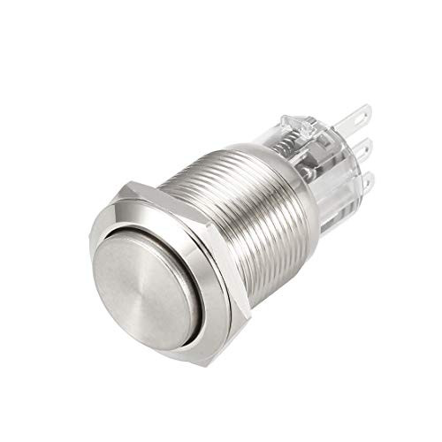 uxcell Momentary Metal Push Button Switch 19mm Mounting Dia 1NO 1NC COM 250V 5A