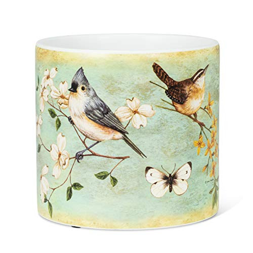 Abbott Collection 27-PARADE-095-LG Lg Bird&Flower Planter-6.5" D Multi Colour