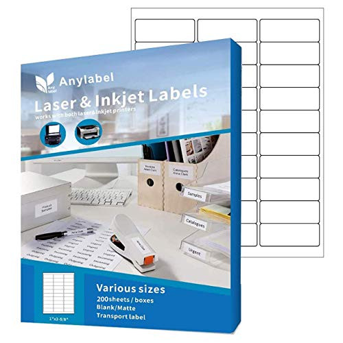 Anylabel 30 UP 1 x 258 Shipping Address Labels for Laser  Inkjet Printer Easy Peel Adhesive 200 Sheets 6000 Labels