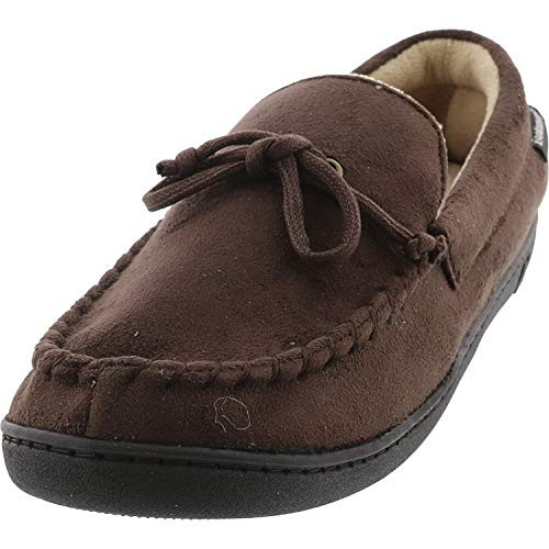 isotoner Mens Whipstitch Gel Infused Memory Foam Moccasin Dark Chocolate 95105
