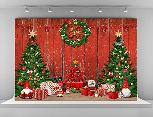 Kate 7x5ft Christmas Photography Backdrops Xmas Tree Gifts Background Red Wood Wall Backgrounds Holiday Party Decoration Props Backdrop