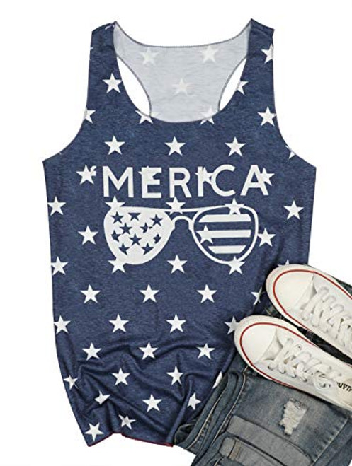 ALLTB American Flag Print Tank Tops Women 4th of July Shirts Stars Sleeveless Tanks Summer Casual Tee Vest Patriotic Tunic Blue ALLTB American Flag Print Tank Tops Women 4th of July Shirts Stars Sleeveless Tanks Summer Casual Tee Vest Patriotic Tunic Blue