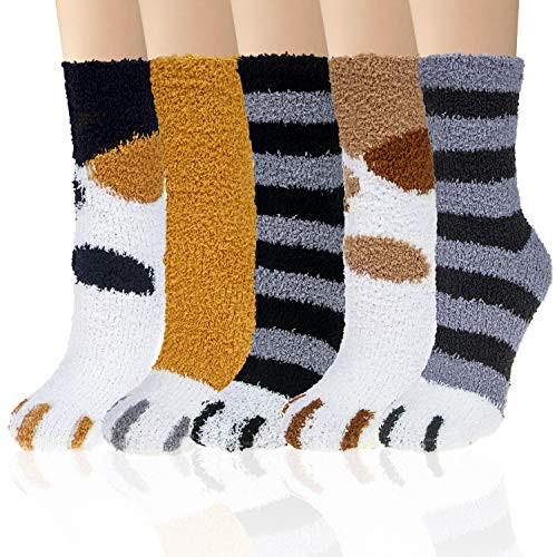 Womens Fuzzy Socks Cozy Soft Fluffy Socks Microfiber Cute Animal Winter Warm Fleece Slipper Sock 5 Pairs Cat Paw Womens Fuzzy Socks Cozy Soft Fluffy Socks Microfiber Cute Animal Winter Warm Fleece Slipper Sock 5 Pairs Cat Paw