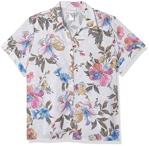 Alfred Dunner Womens Floral Print Burnout Woven TOP Multi S