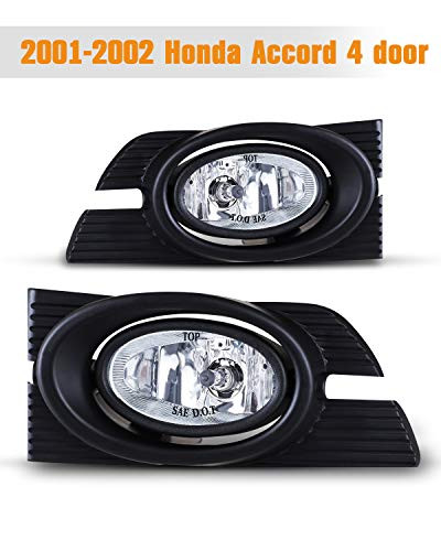 AUTOFREE Fog Lights for 2001 2002 Honda Accord Sedan 4Dr with H11 12V55W Blubs OEM Fog Lamps Assembly Replacement Included Wiring Kit  Switch1 Pair Clear Lens
