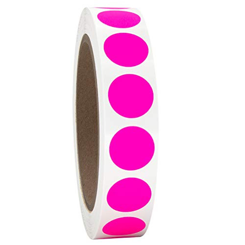 34 Neon Pink Round Color Coding Circle Dot Labels on a Roll SemiGloss 1000 Stickers75 inch Diameter