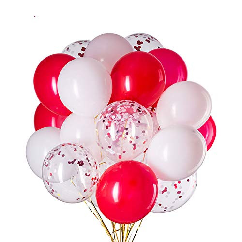12 inch Red and White Confetti Balloons Red White Latex Party Balloons Party Decorations Supplies Pack of 60