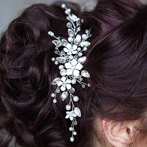Aukmla Bride Wedding Hair Vine Crystal Bridal Hair Piece Silver Flower Hair Accessorise for Women and Girls HV19 Aukmla Bride Wedding Hair Vine Crystal Bridal Hair Piece Silver Flower Hair Accessorise for Women and Girls HV19