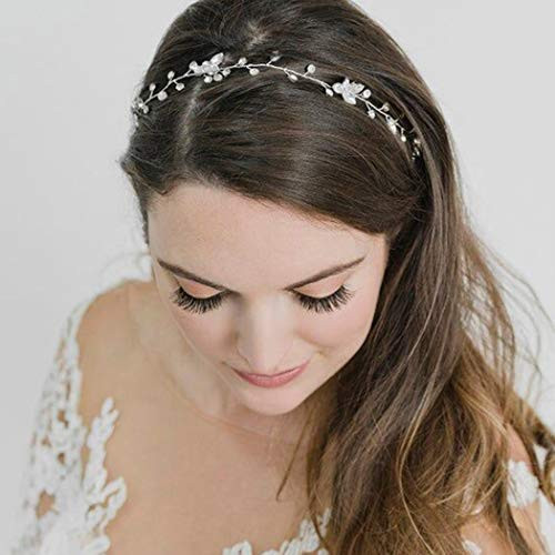 Aukmla Bride Wedding Hair Vine Leaves Hair Accessorise Rhinestone Crystal Hair Piece for Women and Girls HV20 Silver Aukmla Bride Wedding Hair Vine Leaves Hair Accessorise Rhinestone Crystal Hair Piece for Women and Girls HV20 Silver