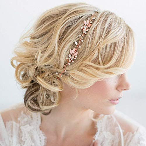 Aukmla Bride Wedding Hair Vine Leaves Hair Accessorise Rhinestone Crystal Hair Piece for Women and Girls HV20 Rose Gold Aukmla Bride Wedding Hair Vine Leaves Hair Accessorise Rhinestone Crystal Hair Piece for Women and Girls HV20 Rose Gold