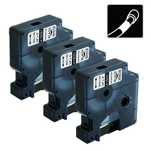 3Pack Compatible Industrial Flexible Nylon Label Tapes Replacement for DYMO 18051 14 for Use with DYMO Industrial Rhino 4200 5200 5000 6000 Label Maker Black on White