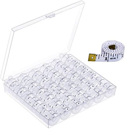 36 Pcs Transparent Plastic Sewing Machine Bobbins with Case and Soft Measuring Tape for Brother Singer Babylock Janome Kenmore Plastic 36 Pcs Transparent Plastic Sewing Machine Bobbins with Case and Soft Measuring Tape for Brother Singer Babylock Janome Kenmore Plastic