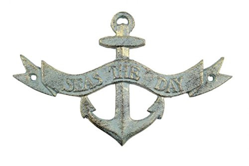 Hampton Nautical K-9316-bronze Antique Bronze Cast Iron Seas The Day Anchor Sign 8" - Decorative Metal Wall Art - Cast Iron Nautical