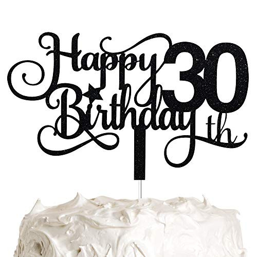 Black Glitter 30th Birthday Cake Topper Happy 30th Birthday Cake Topper 30th Birthday Party Decorations Black Glitter 30th Birthday Cake Topper Happy 30th Birthday Cake Topper 30th Birthday Party Decorations