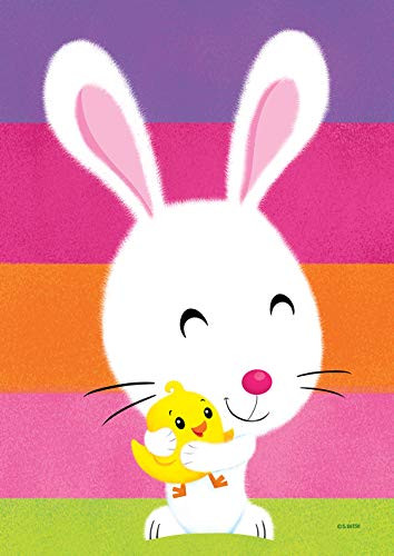 Toland Home Garden 1012310 Fuzzy Bunny and Chick 28 x 40 Inch Decorative, Spring Easter Pastel Rabbit House Flag