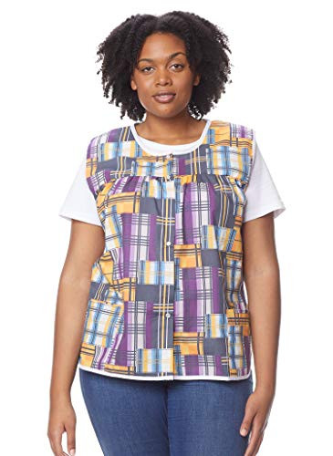 AmeriMark EasyCare Snap Front Cobbler Aprons Vest with Two Patch Pockets Multi Patch 1X