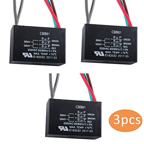 CBB61 5 Wire Ceiling Fan Capacitor for NEW TECH 5+5+5uf 50/60Hz 250VAC ?3 pcs?