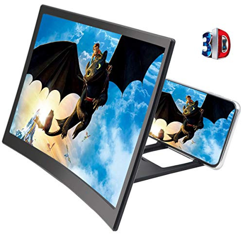 12 3D Curved Screen Magnifier for Mobile PhoneHD Magnifier Projector Screen Enlarger for Videos Movies Games Foldable Phone Stand with Screen AmplifierProtect Eyes
