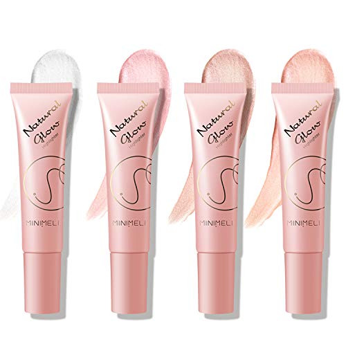 Shimmer Liquid Highlighter Glow Silky Smooth Illuminating Glow Radiant Highlighting Illuminator Women Makeup for Eye Cheek Face Body Bronzer Contour Highlight MIXED PACK OF 4