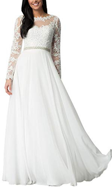 Aofur Womens Long Sleeve Chiffon Party Evening Dress Formal Wedding Prom Cocktail Ladies Lace Maxi Dresses XXLarge White Aofur Womens Long Sleeve Chiffon Party Evening Dress Formal Wedding Prom Cocktail Ladies Lace Maxi Dresses XXLarge White