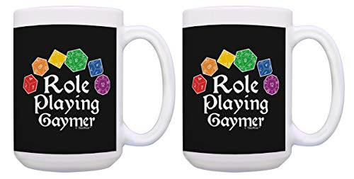 LGBTQ Pride Role Playing Gaymer RPG Board Game Dice 2 Pack 15oz Coffee Mugs Tea Cups Black LGBTQ Pride Role Playing Gaymer RPG Board Game Dice 2 Pack 15oz Coffee Mugs Tea Cups Black